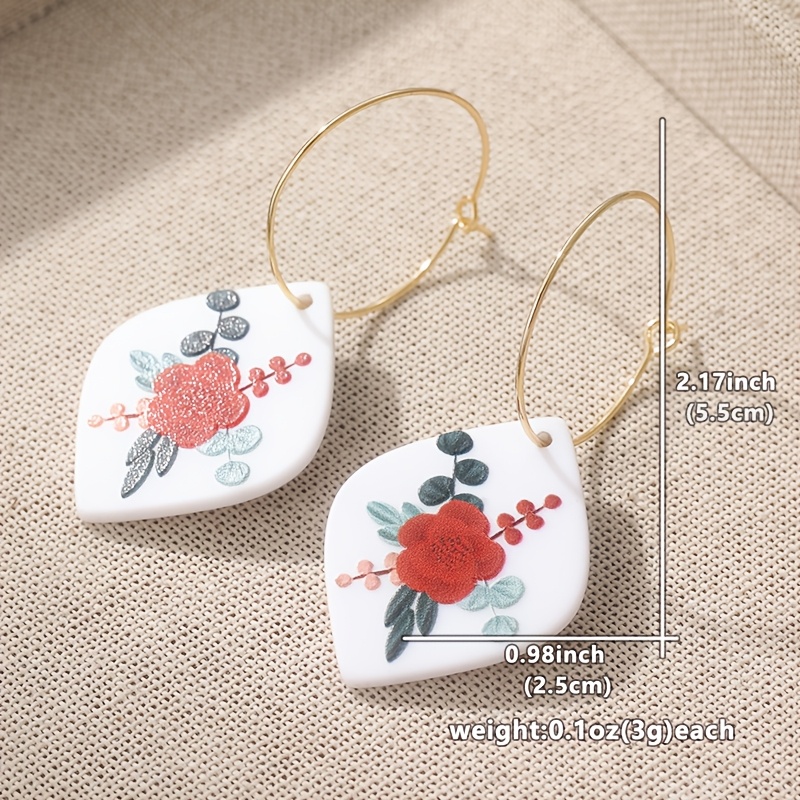 Floral Bouquet Resin Acrylic Sheet Earrings, Charming Gift